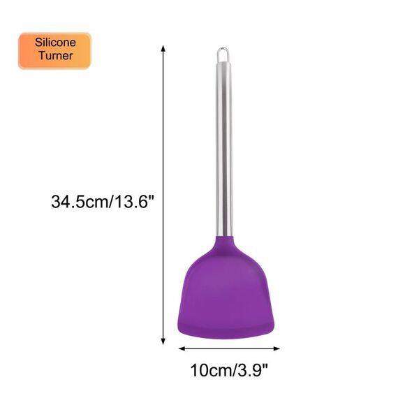 Silicone Turner Spatula Heat Resistant Non Stick for Baking and Mixing Purple - Picture 2 of 6